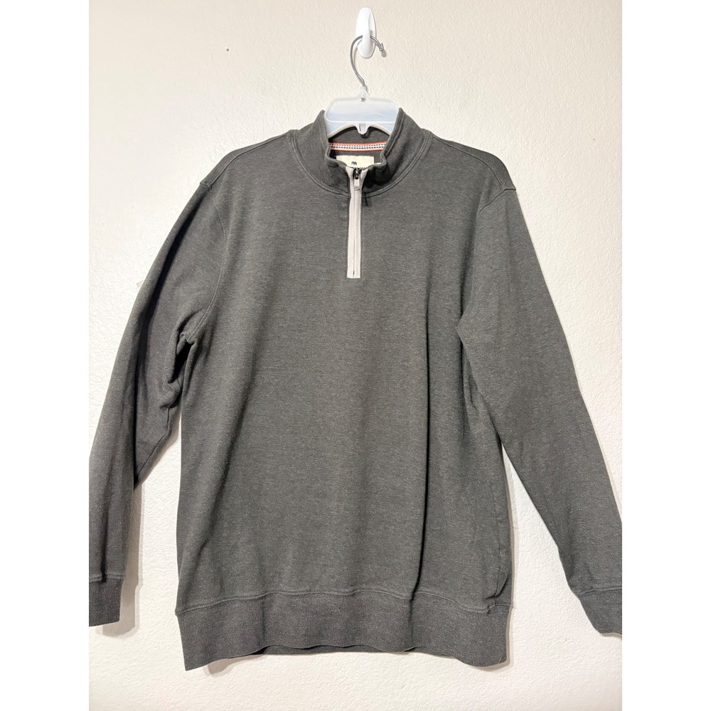 The Normal Brand Puremeso Quarter Zip Pullover Gray Mens Large Bear Logo
